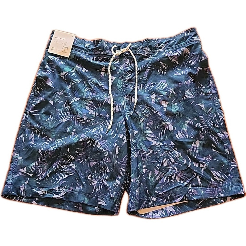 Goodfellow Men's Parrot Tropical Swim Trunks Size Large. 9" Inseam,Lined UPF 50+
